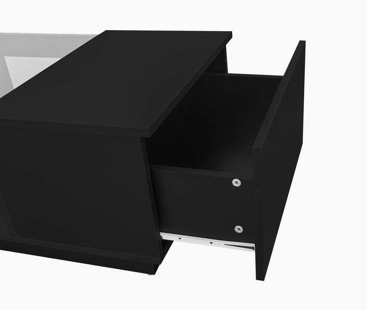 KONFERENČNÍ stolek 100/50/35,5 cm černý z dřevotřísky s LED osvětlením a 2 zásuvkami - černá, kompozitní dřevo (100/50/35.5cm) - OKWISH