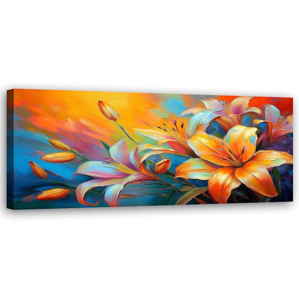 WANDBILD pastellfarbene lilien abstraktion - Multicolor, Textil (90/30cm) - Feeby