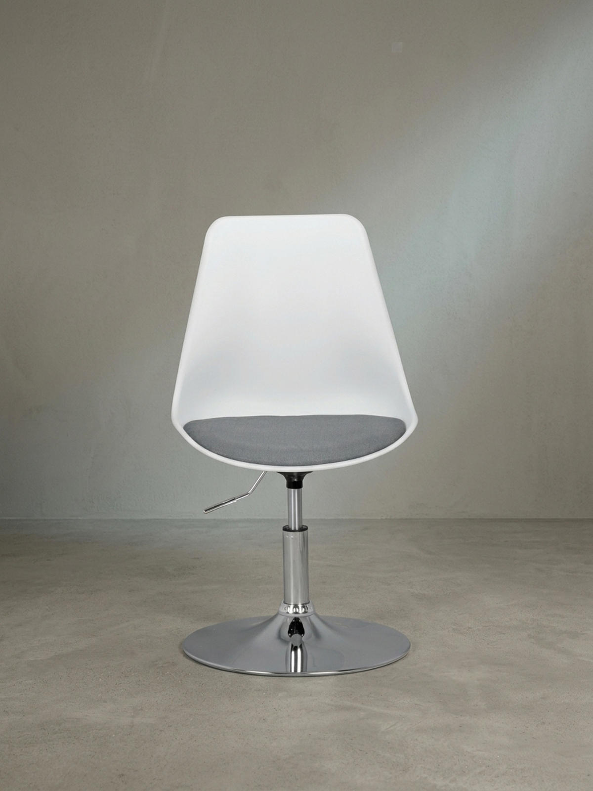 DREHSTUHL Kunstleder Trompetenfuß Chromgestell, Grau 46x46x88 cm - Silberfarben/Grau, Textil/Metall (46/88/46cm) - KADIMA DESIGN