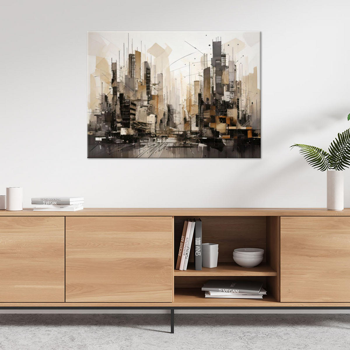 LEINWANDBILD Abstraktion 100x70cm - Beige, Textil (100/70cm) - Feeby