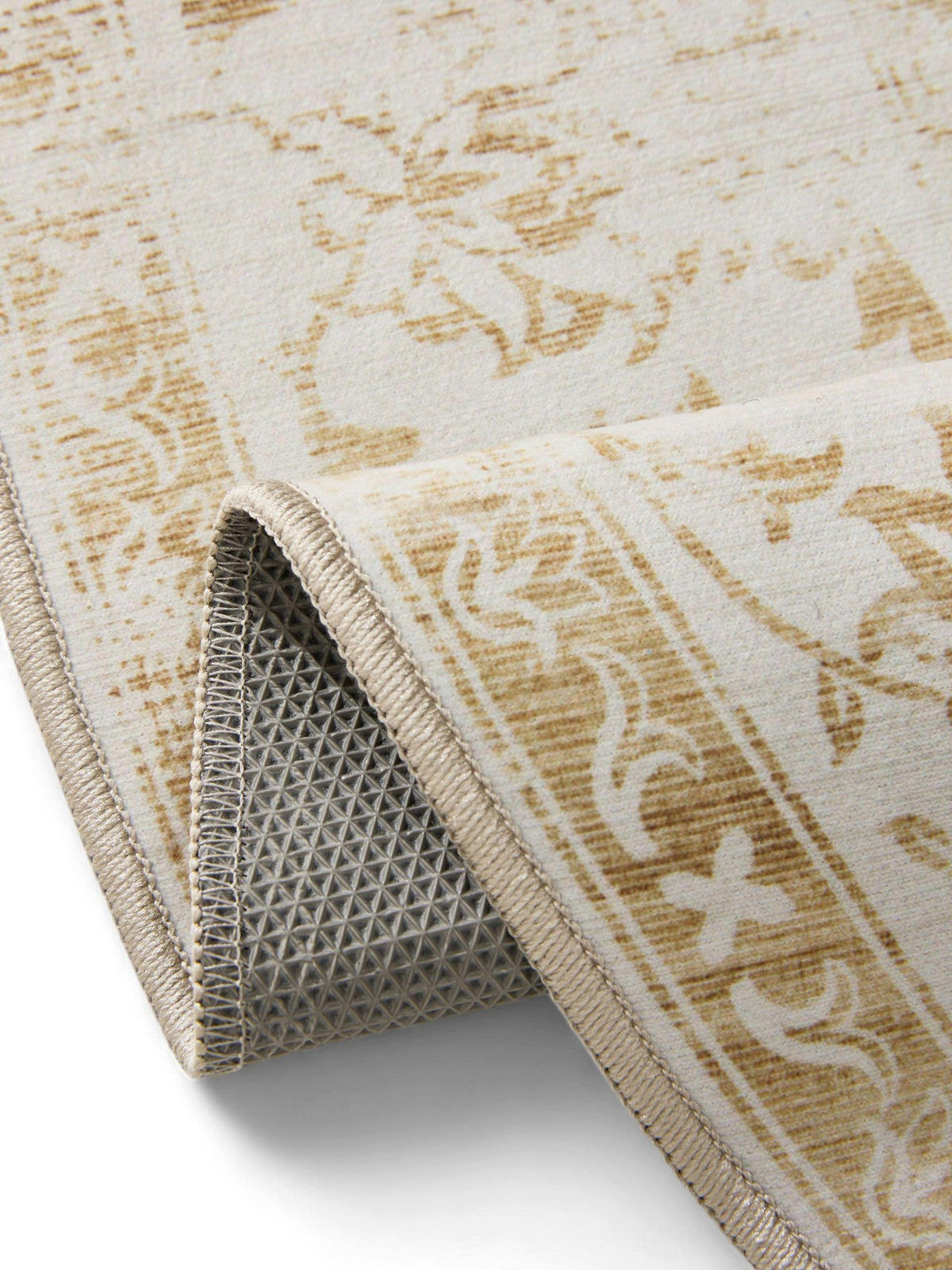 VINTAGE-TEPPICH George waschbar ø 160 cm rund - Gelb/Creme, Kunststoff (160/160cm) - benuta