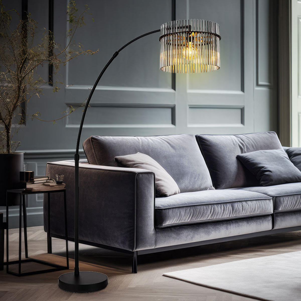 LED STEHLEUCHTE Glas Grau Rauchoptik - Grau, Glas (120/38/185cm) - Globo Lighting