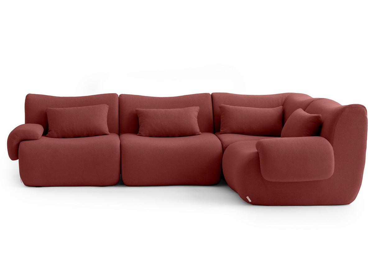 ECKSOFA Bouclé-Stoff Terrakotta-Rot - Terracotta, Textil (269/182cm) - MILYsofa