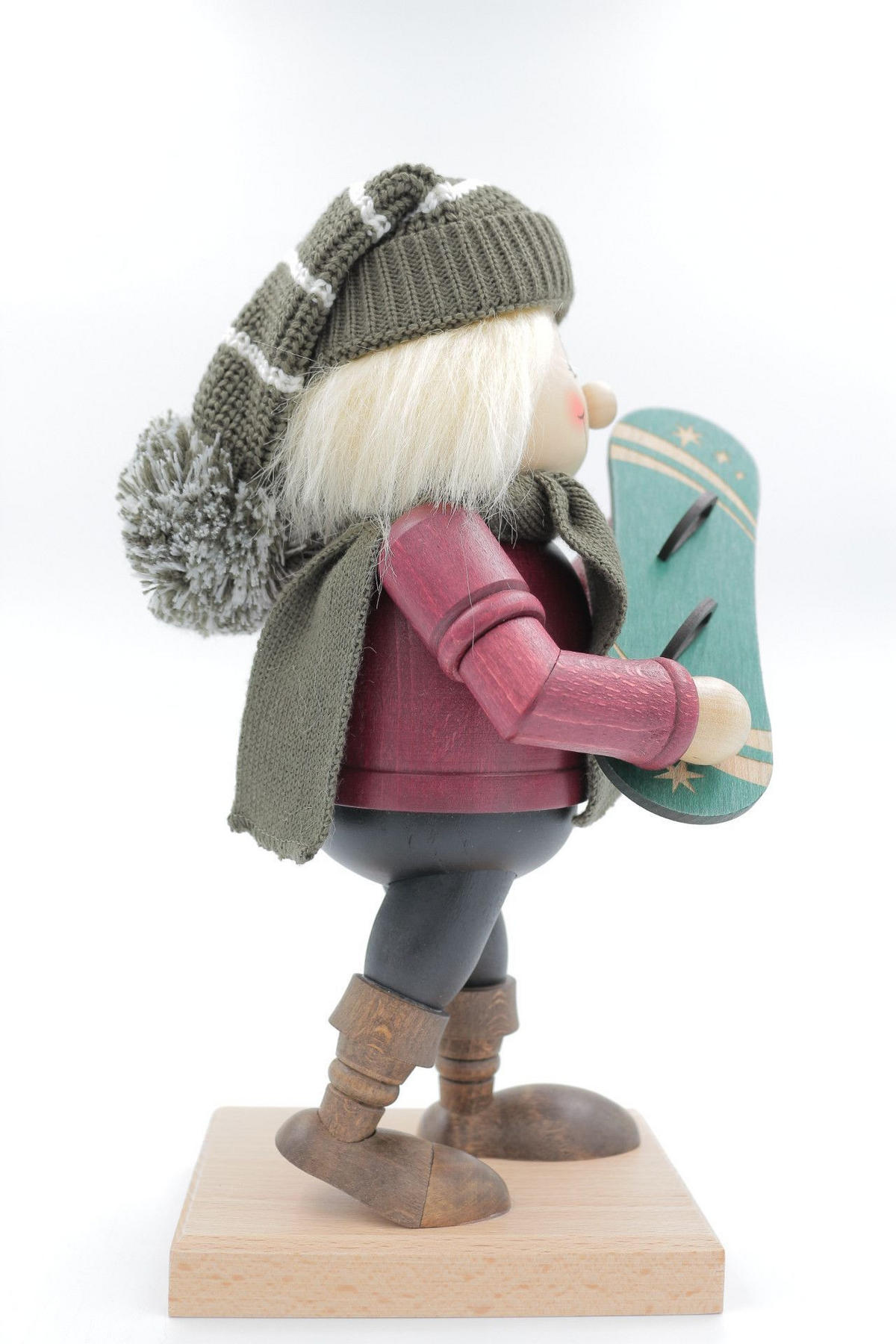 RAUCHFIGUR Wichtel Snowboarder 32 cm - Multicolor, Holz (15/32/0.1cm)