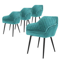 ESSZIMMERSTUHL Samt Türkis 4er Set - Türkis, Textil (63/80/60cm) - ML-DESIGN