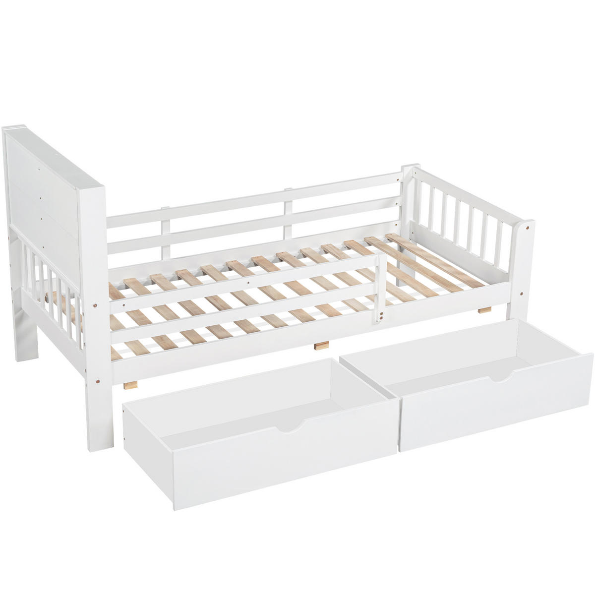 KINDERBETT 90x200cm Weiß Mit Schubladen & Tafel - Weiß, Holzwerkstoff (90/200cm) - FLIEKS