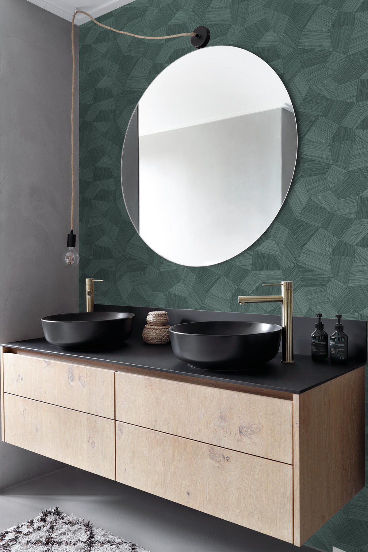 TAPETE 3D-Muster 53 cm x 10.05 m - Grün, Papier (53/1000cm) - Origin Wallcoverings