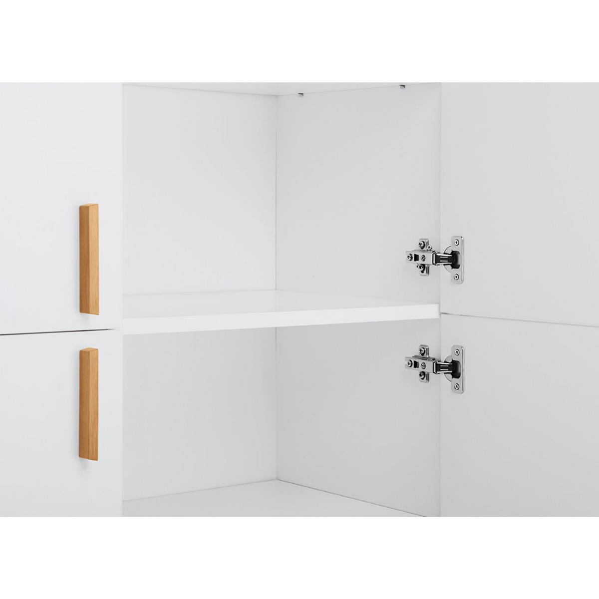 TÜRKOMMODE FRISK 6 Einlegeböden und 4 Türen, weiß - Eichefarben/Weiß, Eichenholz/Holzwerkstoff (107/134/40cm) - KONSIMO®