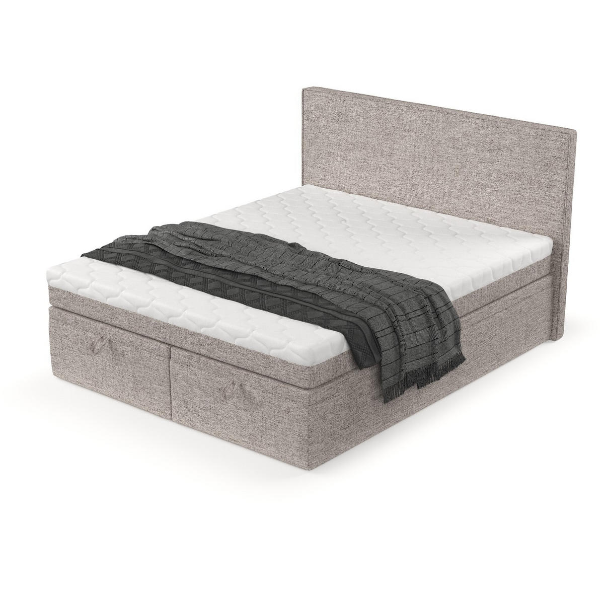 BOXBETT Zalla 180/200 cm Beige im Neve Stoff - Beige/Schwarz, Holz/Holzwerkstoff (180/200cm) - AltaBeds