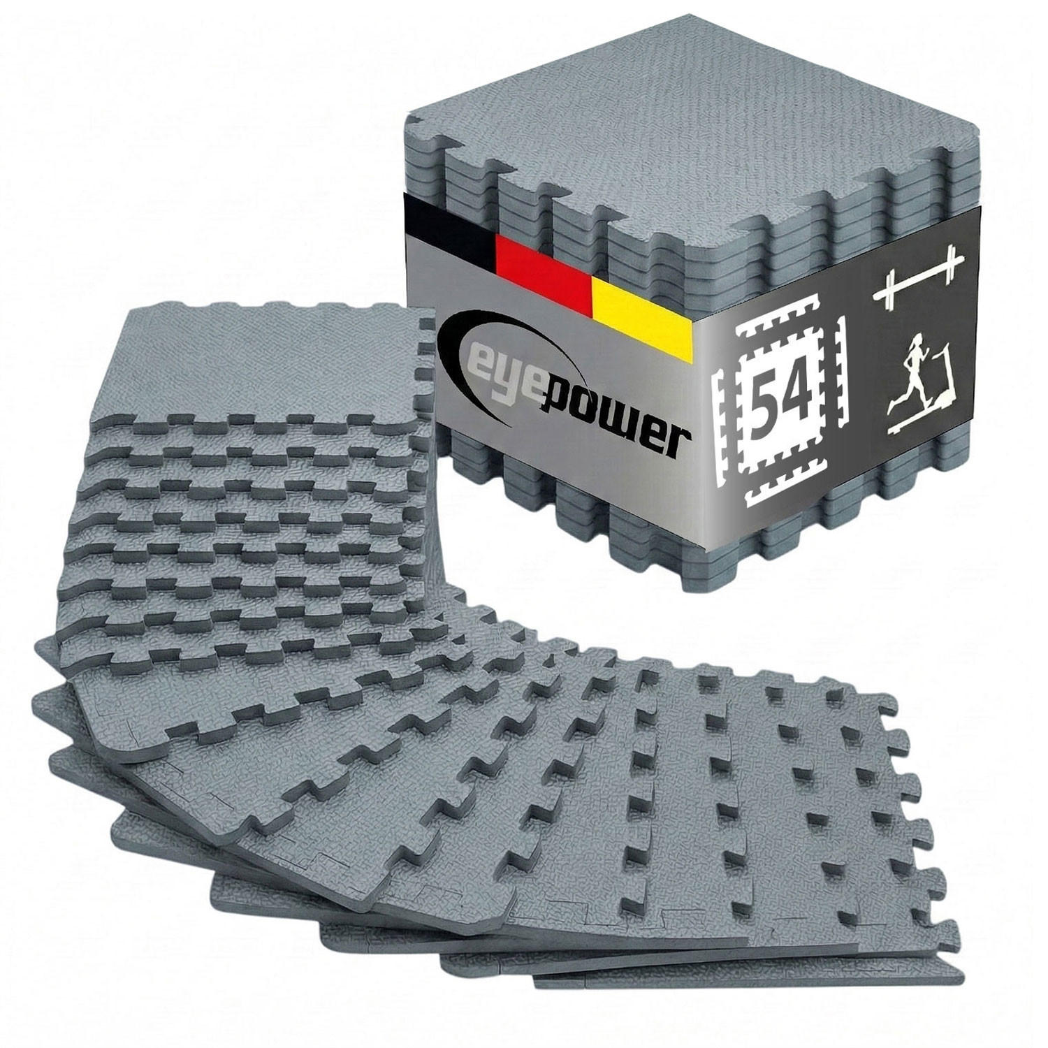 BODENSCHUTZMATTE 30x30x1 cm, Grau, 54er Set - Grau, Kunststoff (30/30cm) - eyepower