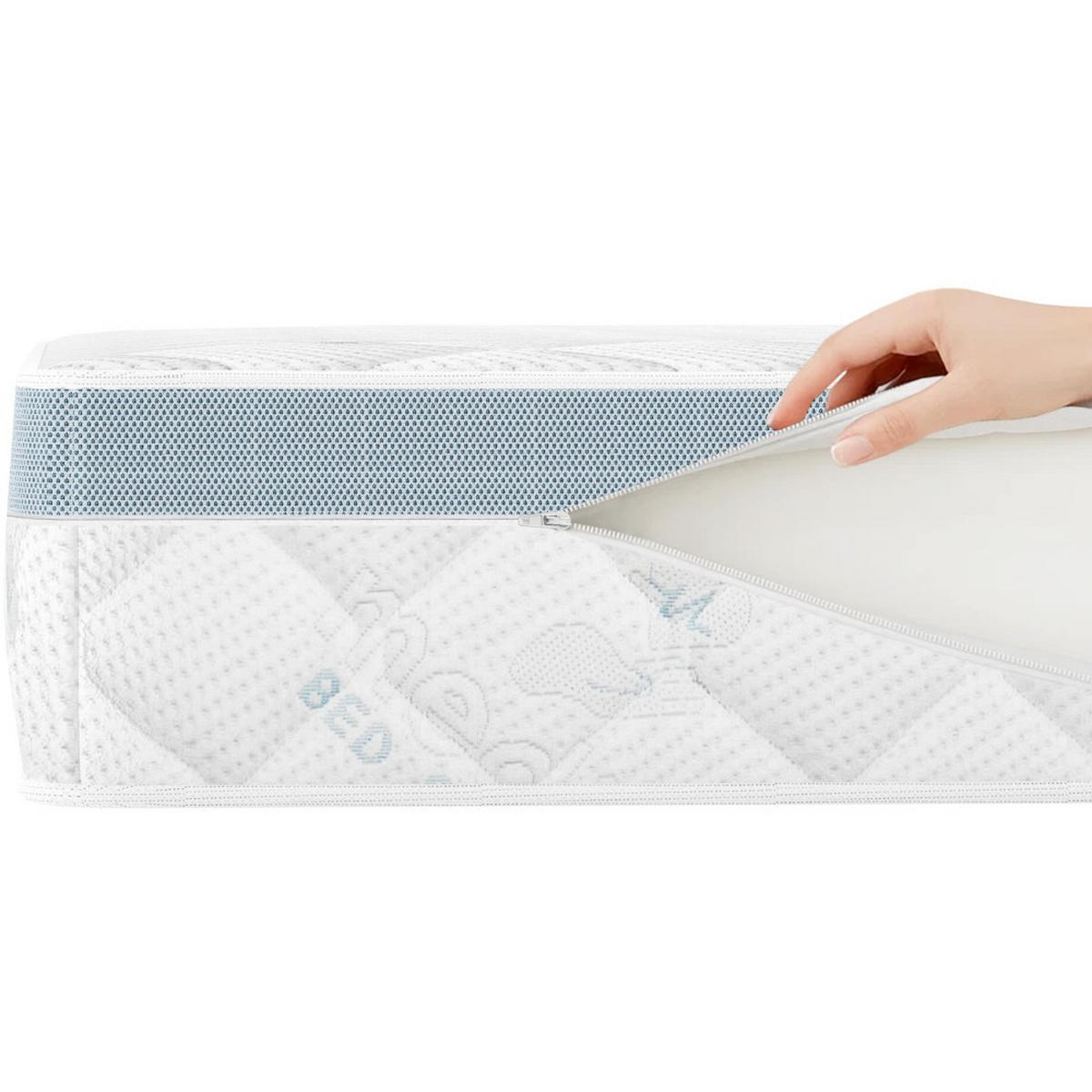 WENDEMATRATZE Mediro Care 21 cm,7-Zone, mit Visco-Schaum, H2/H3, 90x200 - Weiß, Textil (90/200cm) - Beautysofa