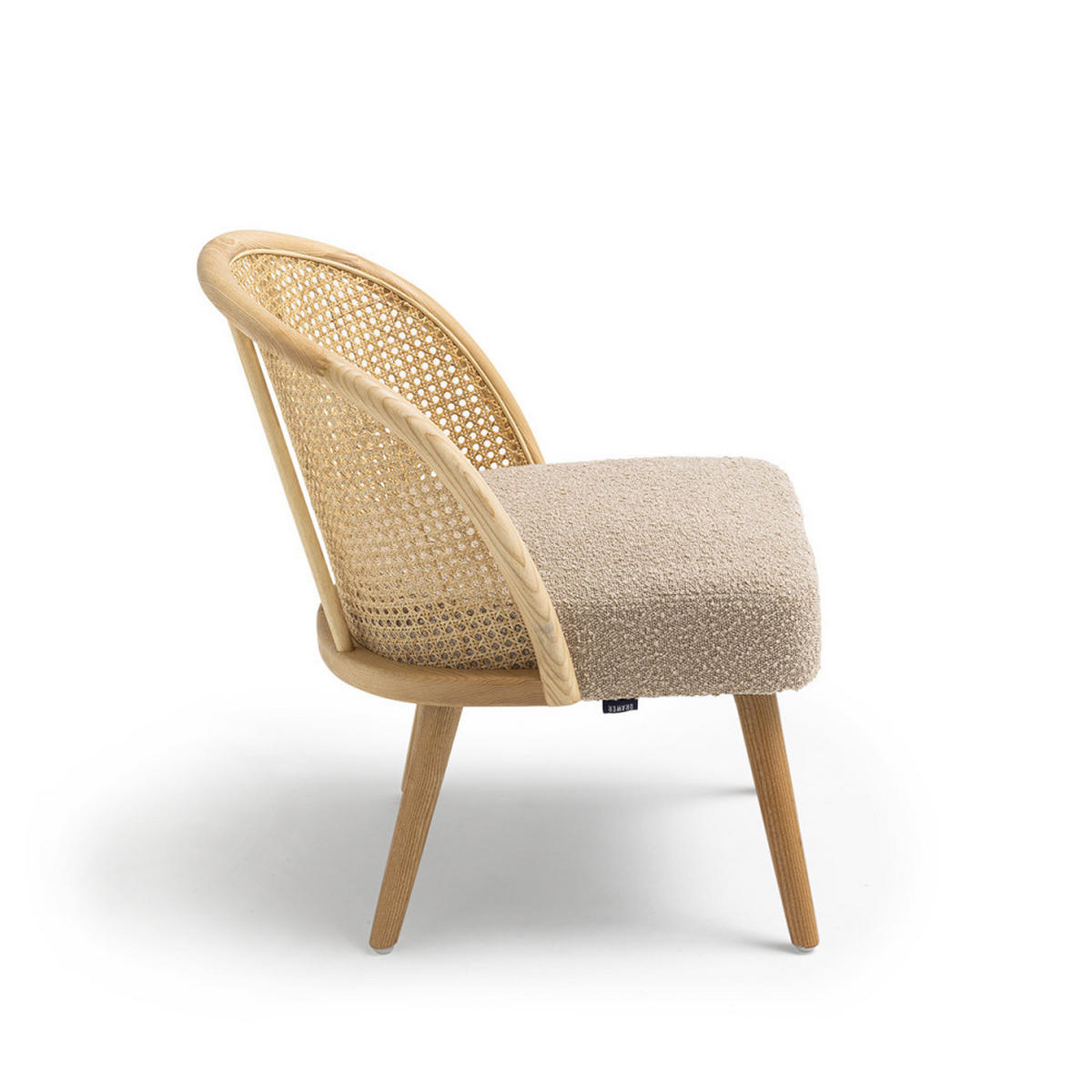 SESSEL aus Bouclé-Stoff und Rattan - CANDICE - color_mole - Graubraun, Textil (61/69/54cm) - Drawer