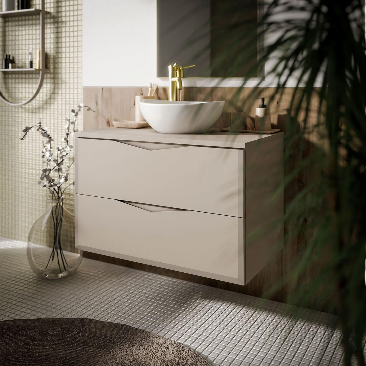 BADEZIMMERSET MIRA I 60 cm - Kaschmir, Holzwerkstoff (60/50/46cm) - Lookway