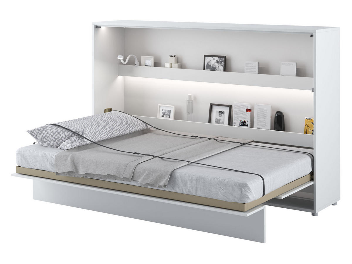 SCHRANKBETT Bed-Concept BC-05 120x200 mit LED-Lampe und LED Beleuchtung - Weiß Hochglanz/Grau, Holz/Holzwerkstoff (120/200cm) - MIRJAN24