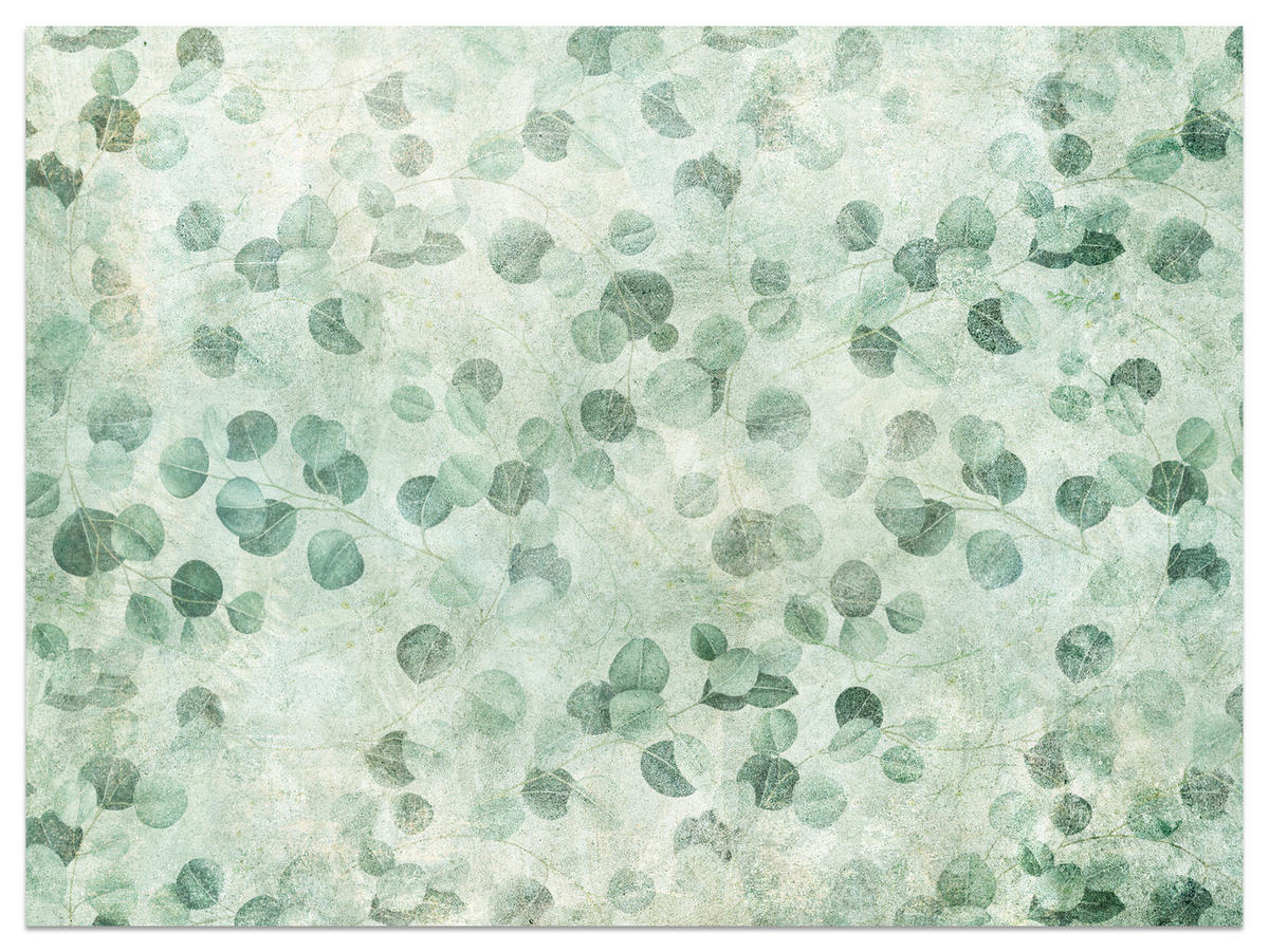 FOTOTAPETE Grüne Blätter Beton Optik Natur 150x105 - Grün, Papier (150/105cm) - Muralo