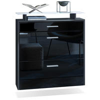 SCHUHSCHRANK Malea Fronten in Schwarz Hochglanz - Schwarz Hochglanz, Holzwerkstoff (89/96/23cm) - Vladon