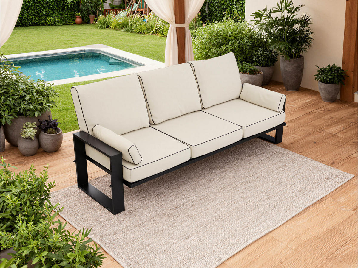 GARTENSOFA Elba 3 Sitzer - Beige - Beige, Textil (215/90/87cm) - MKS