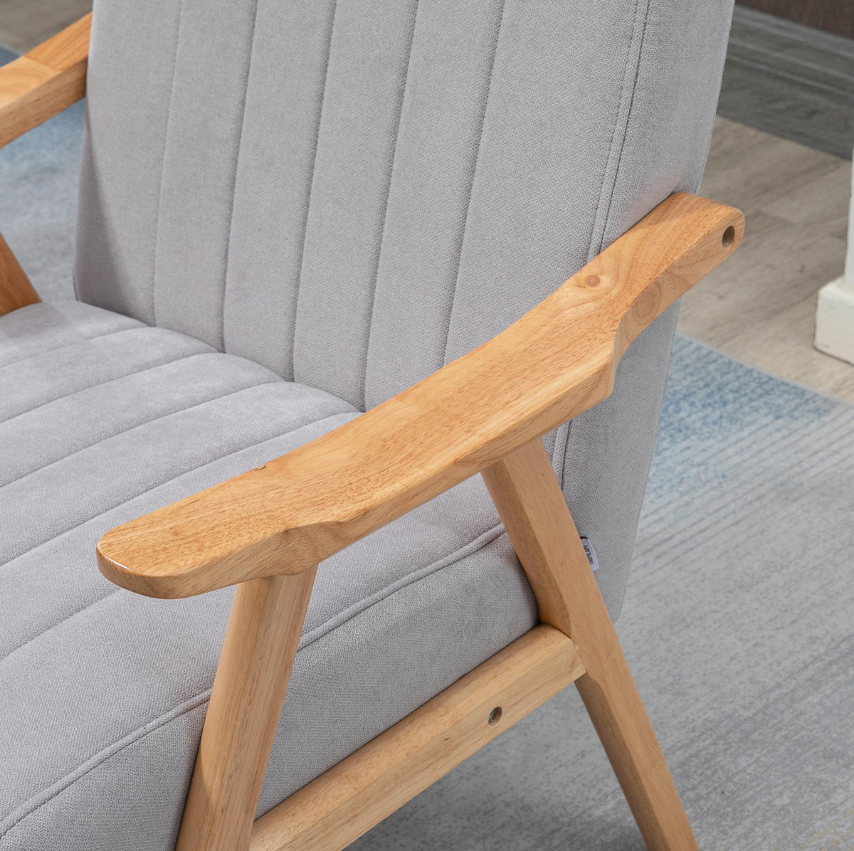 SESSEL 68/74/82 cm in Hellgrau im Skandi-Design mit Armlehnen - Hellgrau, Textil (74/82/68cm) - Flora Grace