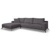 ECKSOFA Aspen in L-Form, Coach Farbe: Dunkelgrau, Cordstoff, Ottomane Links - Dunkelgrau, Textil (187/312cm) - VENASI MÖBEL