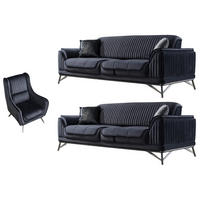 SITZGARNITUR Bond Anthrazit Stellvariante:3+3+1 - Anthrazit, Holz (227/85/100cm) - Villa Möbel