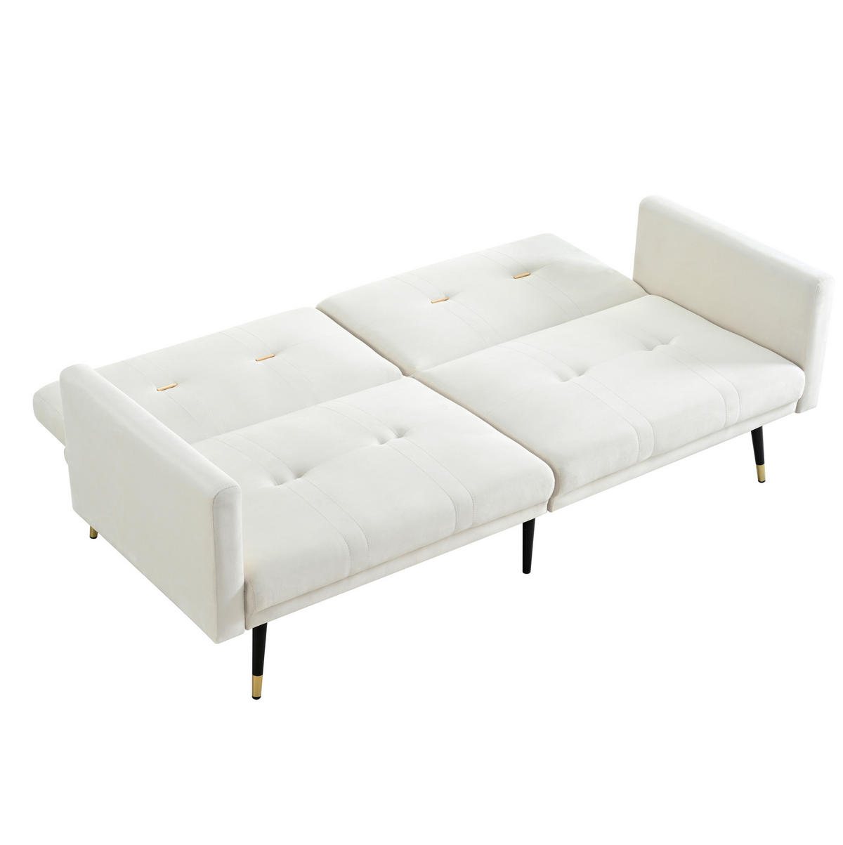 SCHLAFSOFA 2-Sitzer klappbar Samt Beige - Beige, Holzwerkstoff (164/70/89cm) - Meubliv