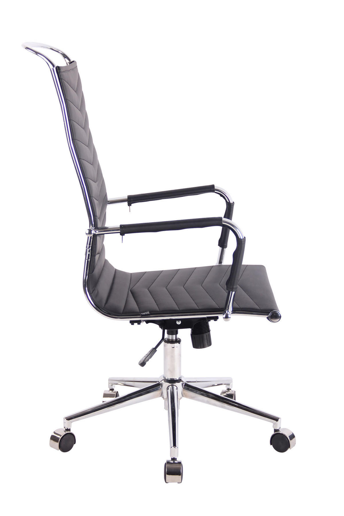 DREHSTUHL Lederlook schwarz - Chromfarben/Schwarz, Textil/Metall (57/110/65cm) - CLP