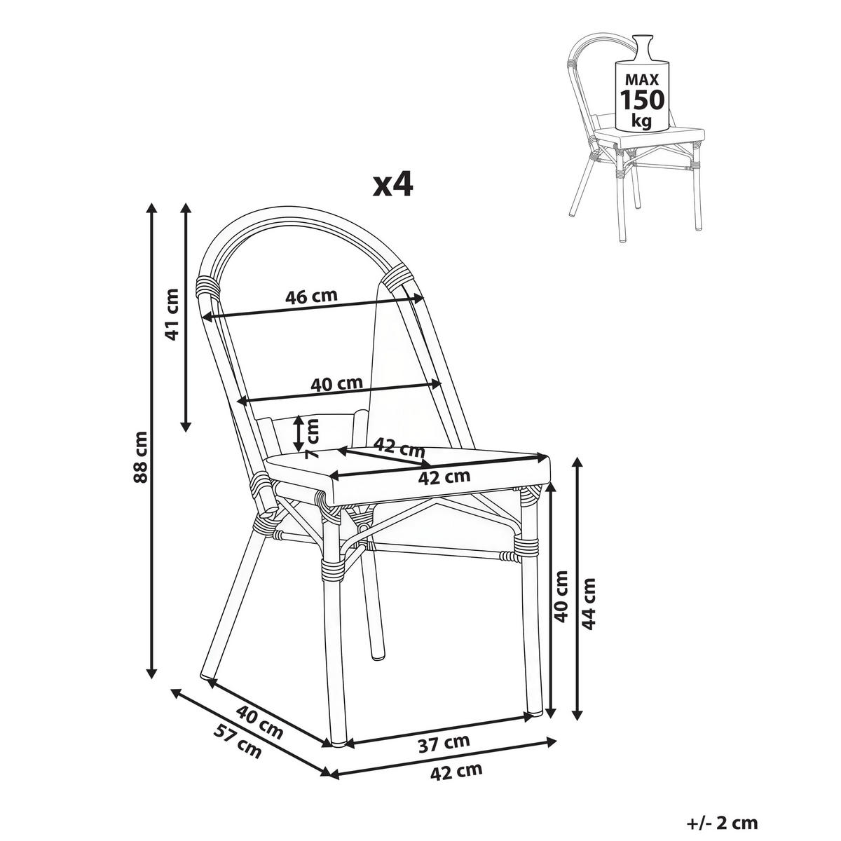 GARTENSTUHL 4er-Set Polyrattan Grau Rifreddo - Grau, Kunststoff (46/88/57cm) - Beliani