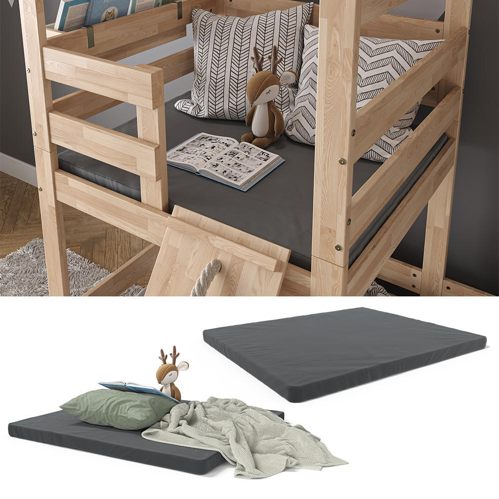 KINDERMATRATZE Teddy Grau 100 x 101 cm - Grau, Textil (90/101cm) - VitaliSpa