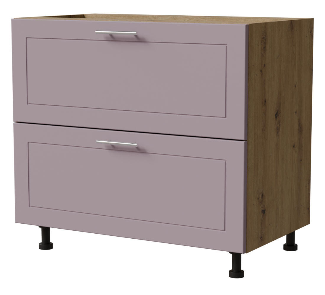 SCHUBLADENUNTERSCHRANK Bari D2/90 Eiche Artisan / RAL 4009 pastellviolett 90 / 50 / 82cm REJS Vollauszug - Violett/Eiche Artisan, Holz/Holzwerkstoff (90/82/50cm) - Feldmann-Wohnen