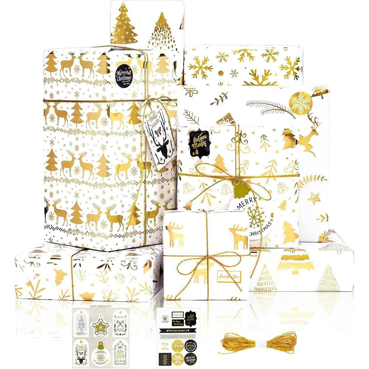 GESCHENKPAPIER Set 6 Bögen Metallic Gold 70 x 50 cm - Goldfarben, Papier (50/1.5/70cm)