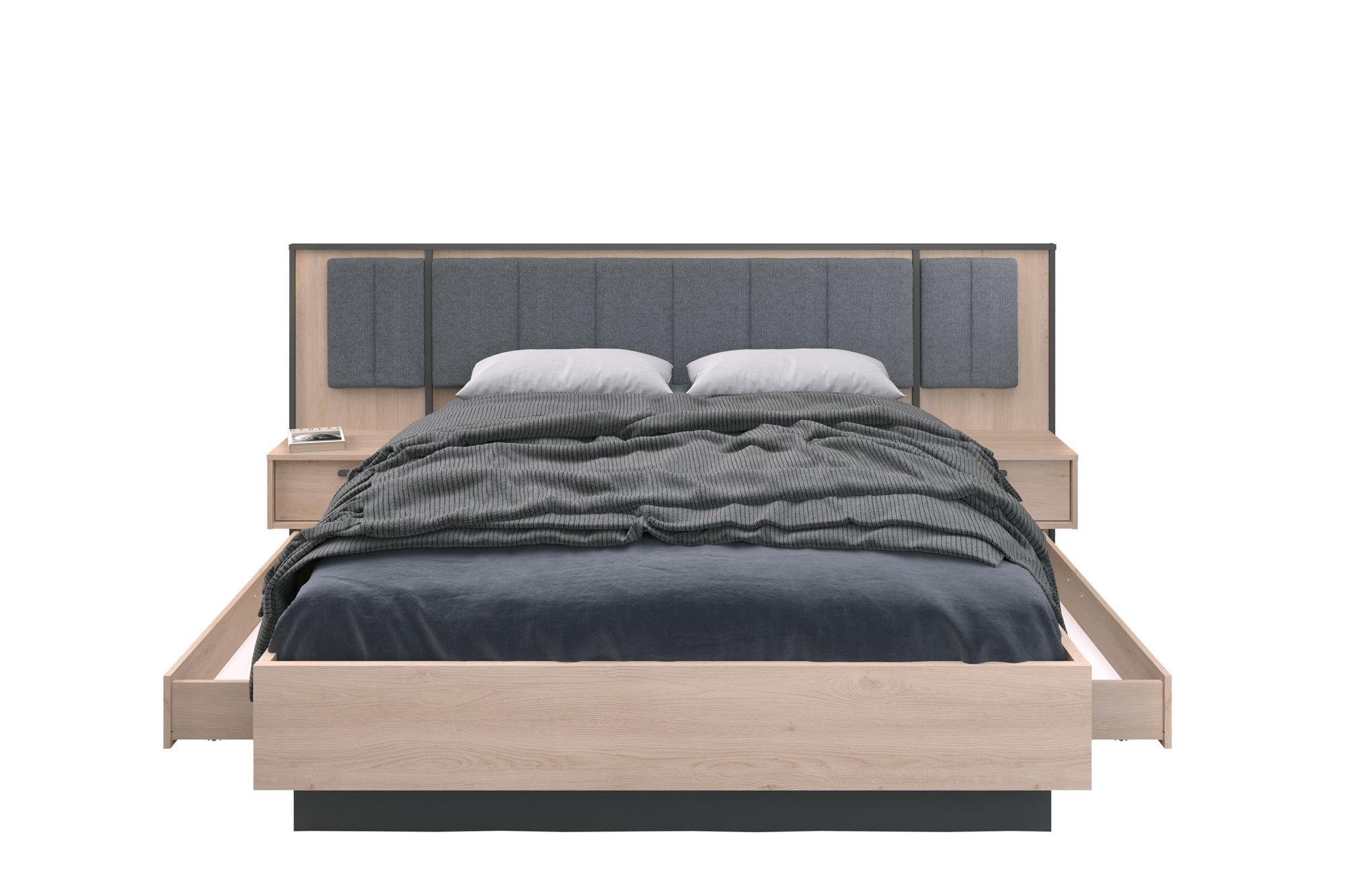 BETTANLAGE Parisot Orion 160x200 Holzdekor Brooklyn Eiche/Schattengrau - Eichefarben/Grau, Kunststoff (160/200cm) - 58aufmkessel