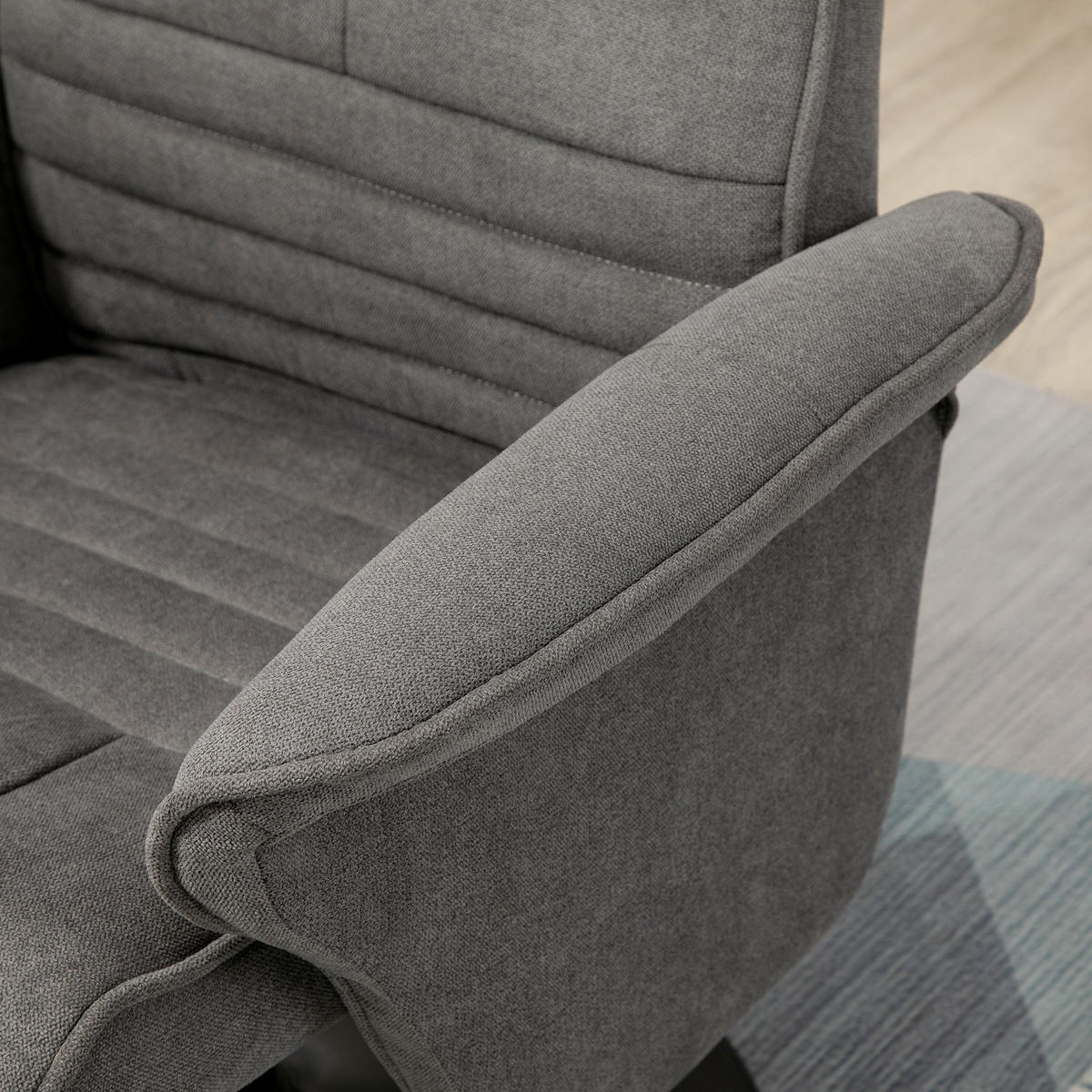RELAXSESSEL mit Fußhocker verstellbare Rückenlehne für Schlafzimmer Dunkelgrau - Dunkelgrau/Schwarz, Textil/Metall (71/104/69cm) - HOMCOM