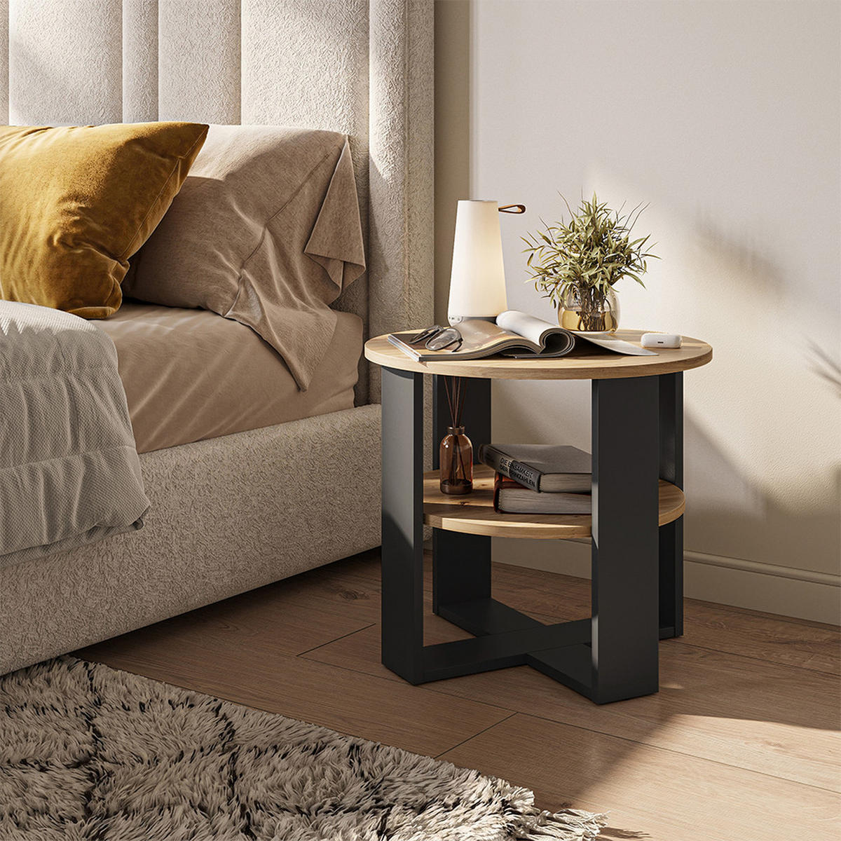 COUCHTISCH Romeo, Anthrazit/Artisan-Eiche, 53 x 53 cm - Anthrazit/Eiche Artisan, Holzwerkstoff (53/53/47cm) - Vicco