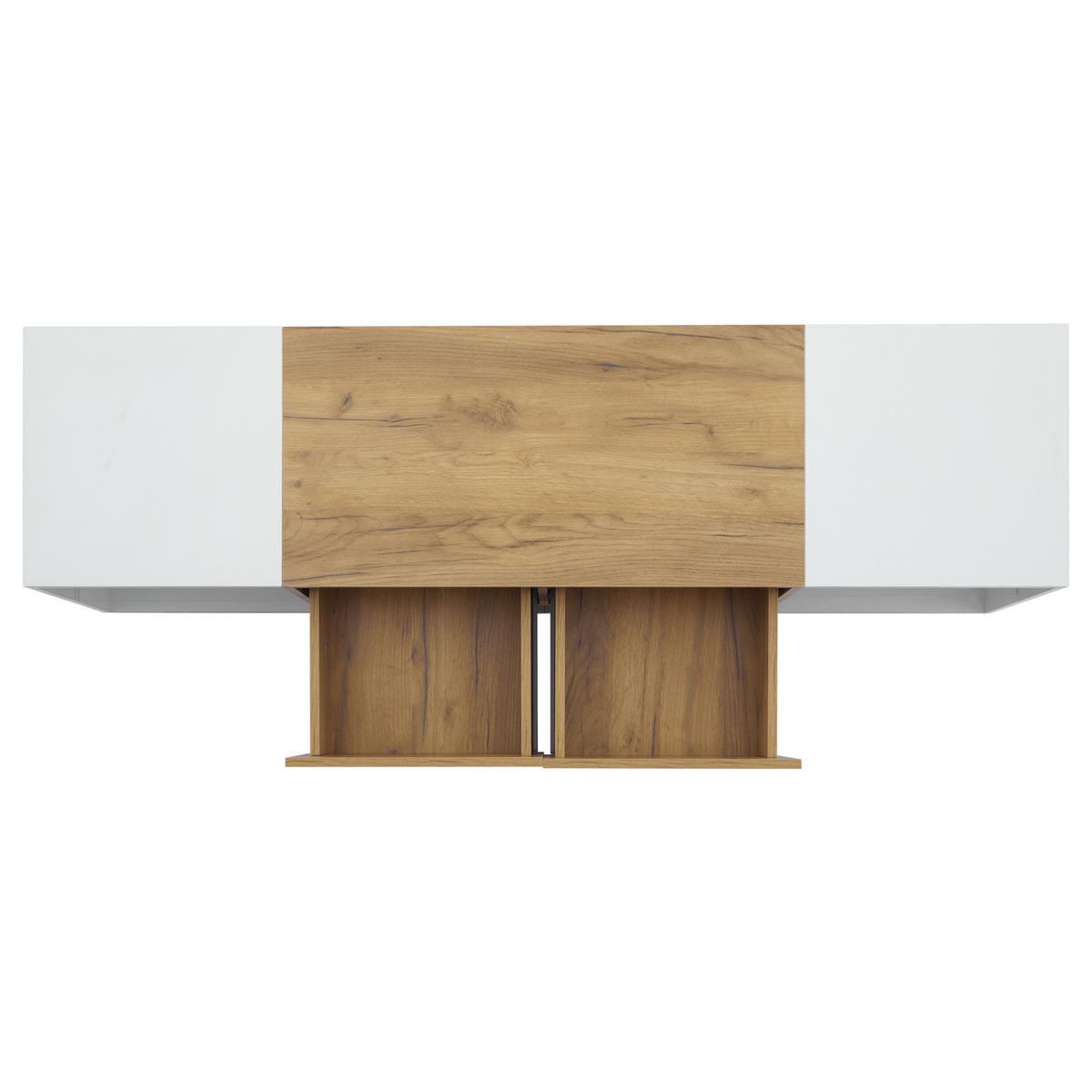TV-SCHRANK 160/40/42 cm Weiß mit LED und 2 Schubladen - Eichefarben, Holzwerkstoff (160/42/40cm) - Oxeza