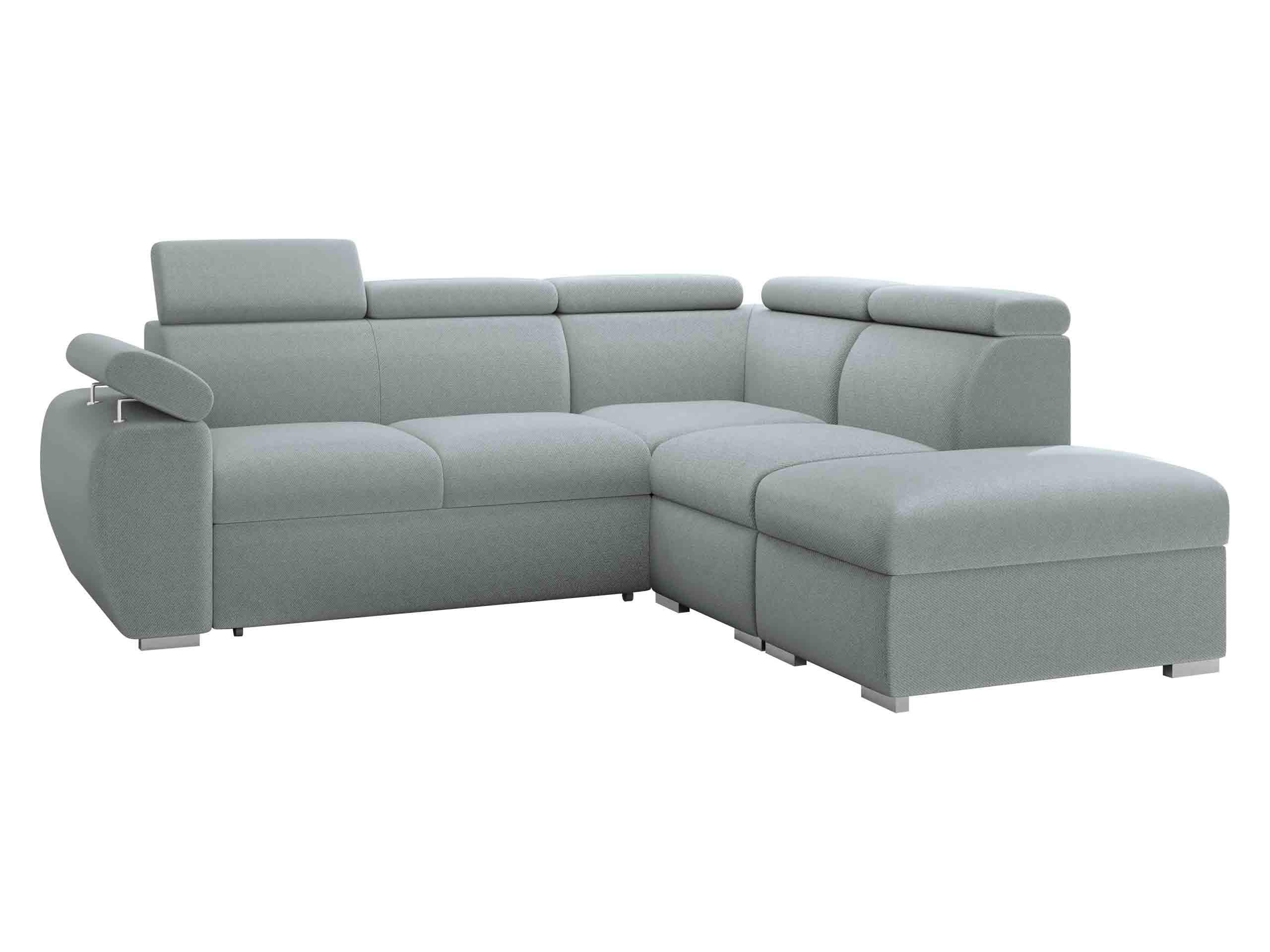 ECKSOFA Boston 2RR1P, Seite: Rechts 2R+R+1P(65)+PUFAP - Silberfarben/Hellgrau, Holz/Textil (260/230cm) - MIRJAN24