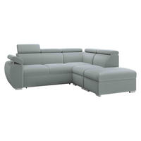 ECKSOFA Boston 2RR1P, Seite: Rechts 2R+R+1P(65)+PUFAP - Silberfarben/Hellgrau, Holz/Textil (260/230cm) - MIRJAN24