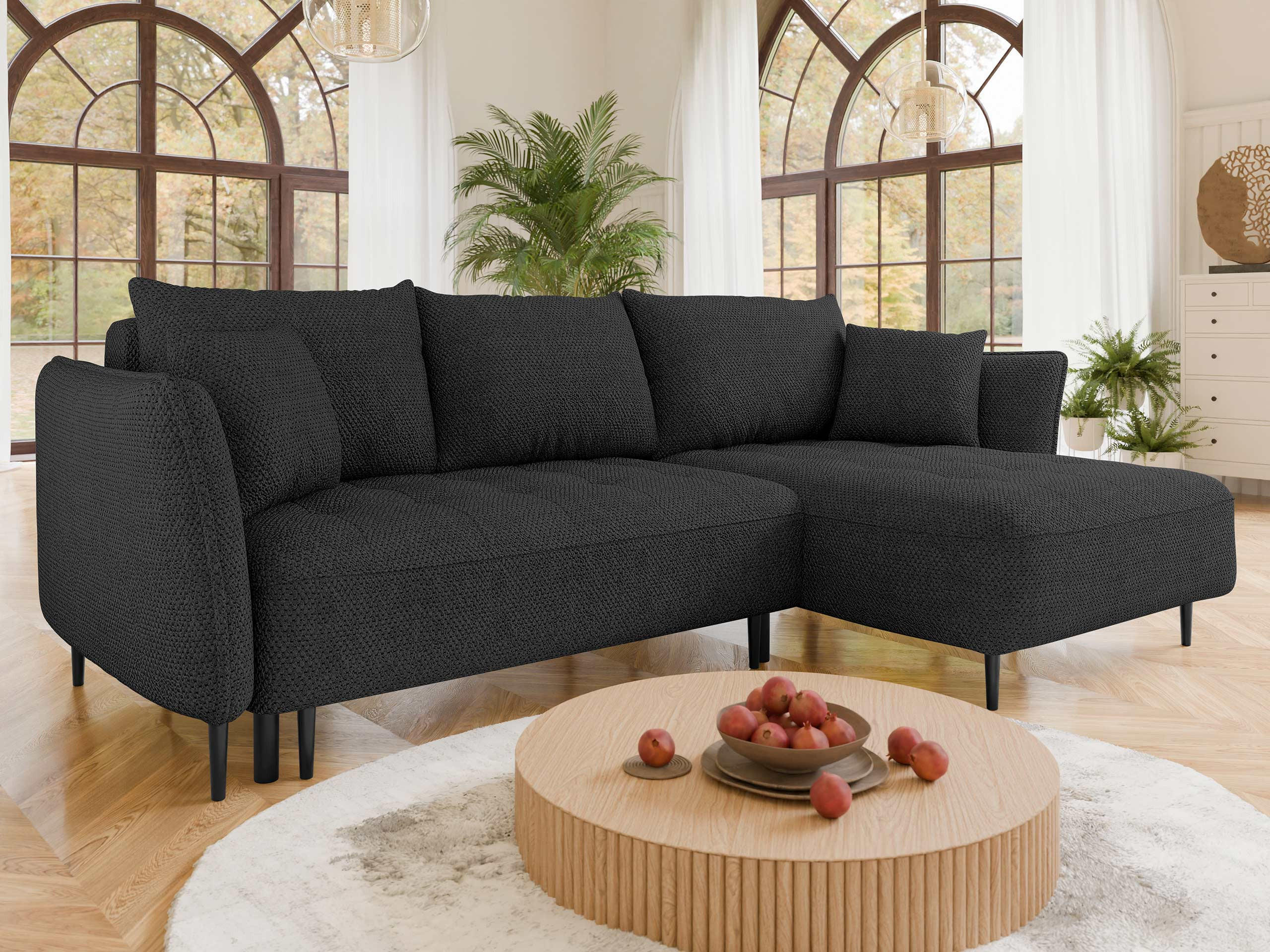 ECKSOFA Bari, Seite: Rechts - Anthrazit/Schwarz, Holz/Textil (276/158cm) - MIRJAN24