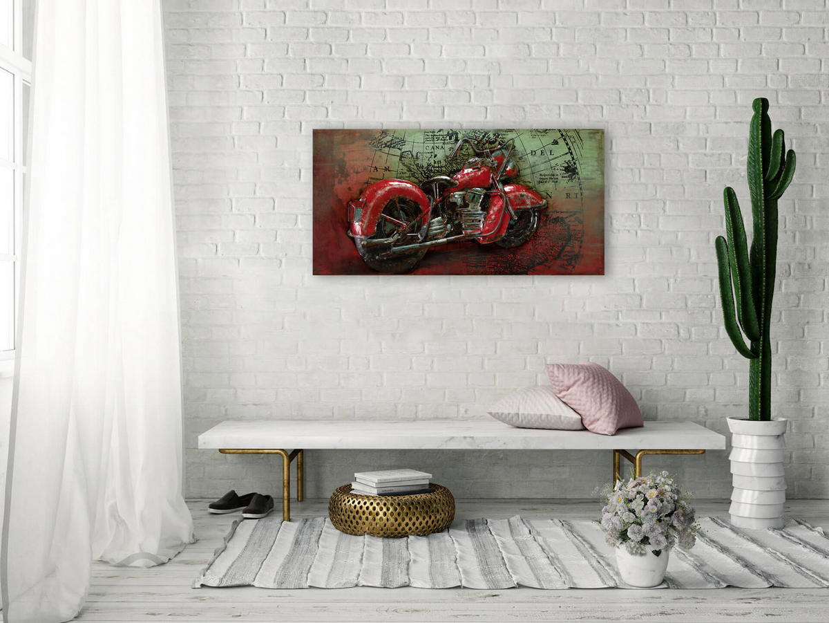 METALLBILD Rot 100/50 cm - Rot/Grün, Metall (4.8/50cm) - KUNSTLOFT