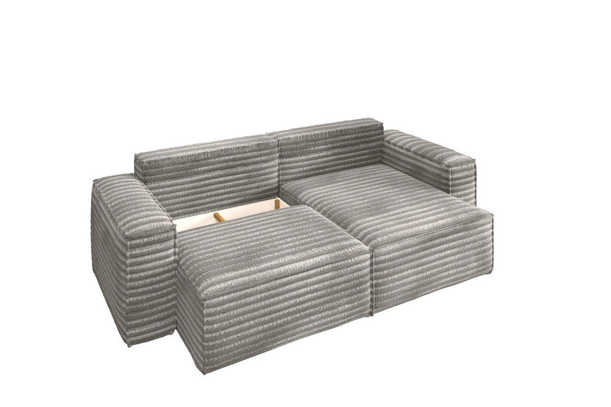 ECKSCHLAFSOFA Bohoo-Ecksofa mit Schlaffunktion stoff Velo Grau Rechts - Grau, Holz/Textil (248/140cm) - Kaiser Möbel