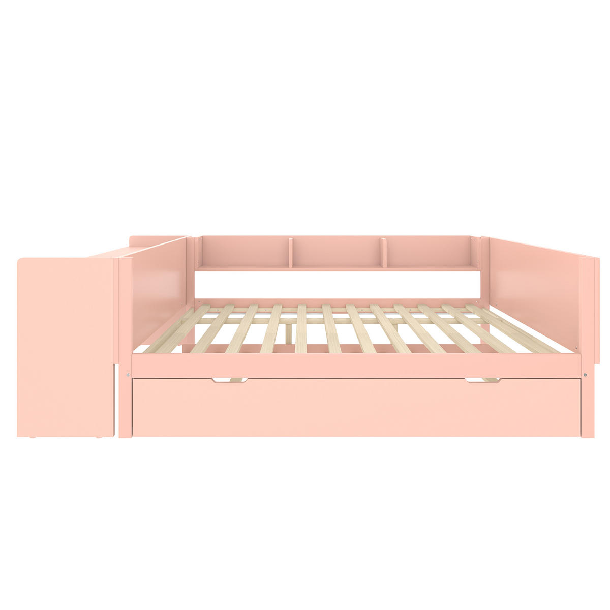 FLACHBETT 140x200cm Rosa Holz Schreibtisch Rollbett Regale - Pink, Holz (140/200cm) - FLIEKS