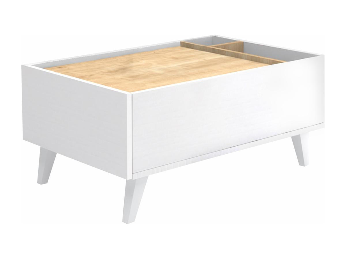 COUCHTISCH mit 1 Schublade & 2 Ablagefächern - Holzfarben & Weiß - ISALIA - Naturfarben, Holz (90/56/40cm) - Vente-Unique
