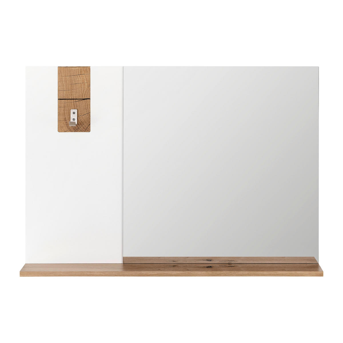 SPIEGEL Cara ca. 90 / 62 cm Weiß/Eichefarben - Weiß, Glas (90/62/15cm) - Bessagi Home
