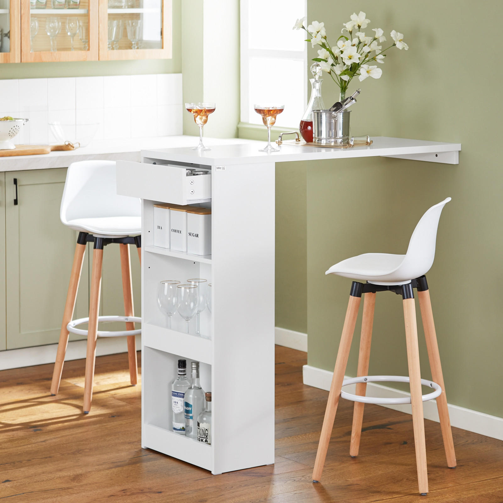 BARTISCH Weiß - Weiß, Holzwerkstoff (110/106/45cm) - SoBuy
