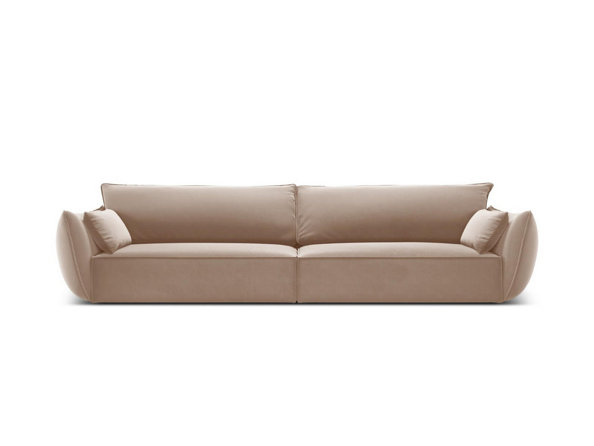 SOFA Kaelle aus Samt beige 4 Sitzplätze - Beige, Textil (110/85/248cm) - Micadoni