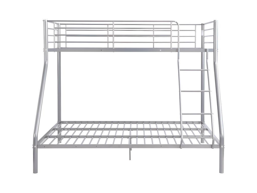ETAGENBETT + Lattenrost - 90 x 190 & 140 x 190 cm - Metall - Silberbarfen - ELEVATIO III - Silberfarben, Metall - Vente-Unique