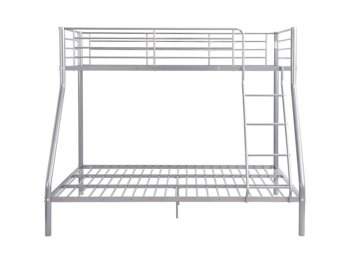 ETAGENBETT - 90 & 140 x 190 cm - Stahl - Silber + Matratze - ELEVATIO IV - Silberfarben, Metall - Vente-Unique