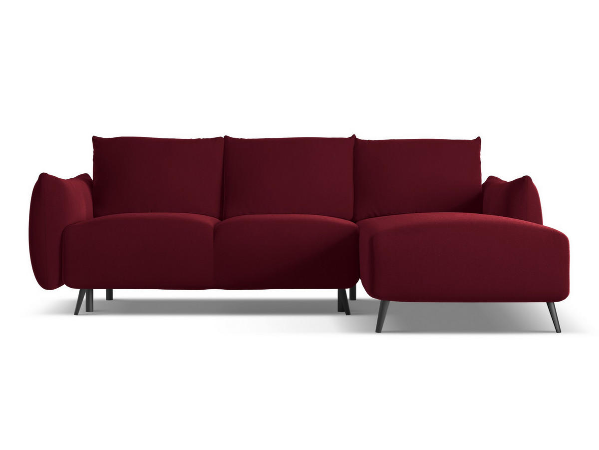 ECKSOFA mit Schlaffunktion Samt Stoff Rot - Bordeaux/Rot, Textil/Metall (242/162cm) - Makamii