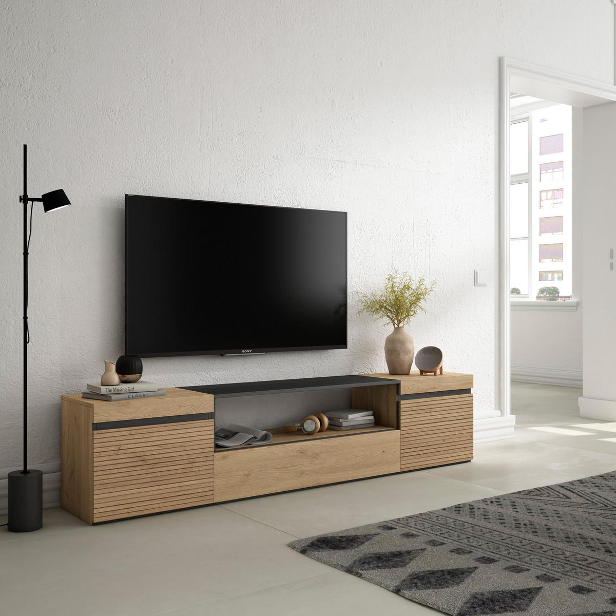 TV-SCHRANK eiche, 200/35/45cm - Eichefarben, Holzwerkstoff (200/45/35cm) - Skraut Home