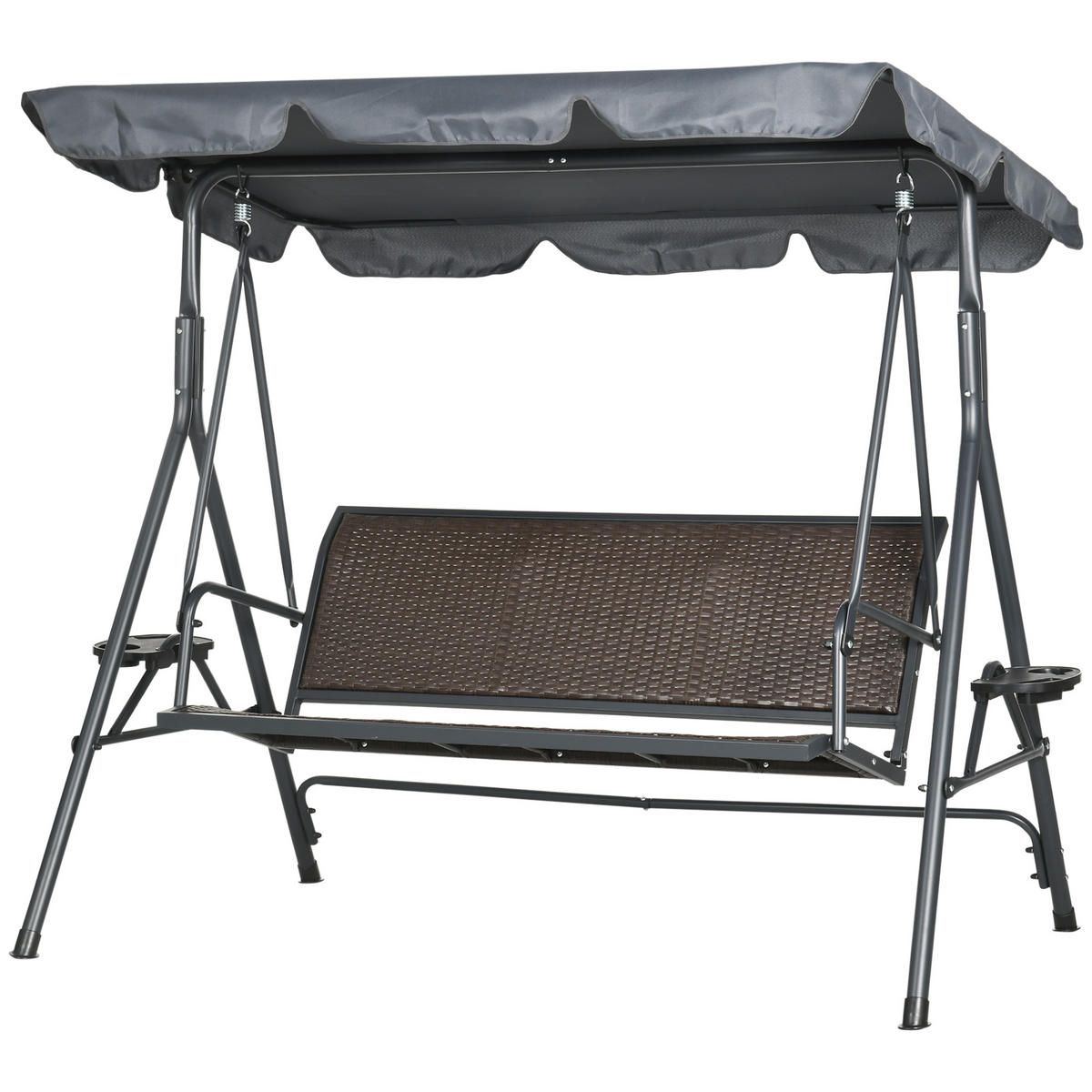 GARTENSCHAUKEL mit Rattan- und Stahlrahmen, ohne - Grau, Metall (53/14/135cm) - Vallsero