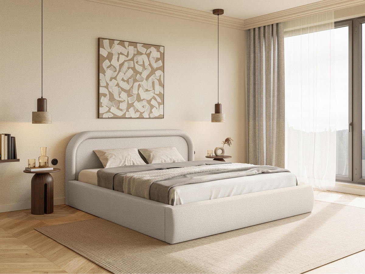 POLSTERBETT Ruvi Greige 160x200 cm - Taupe/Schwarz, Holz/Textil (160/200cm) - Selsey